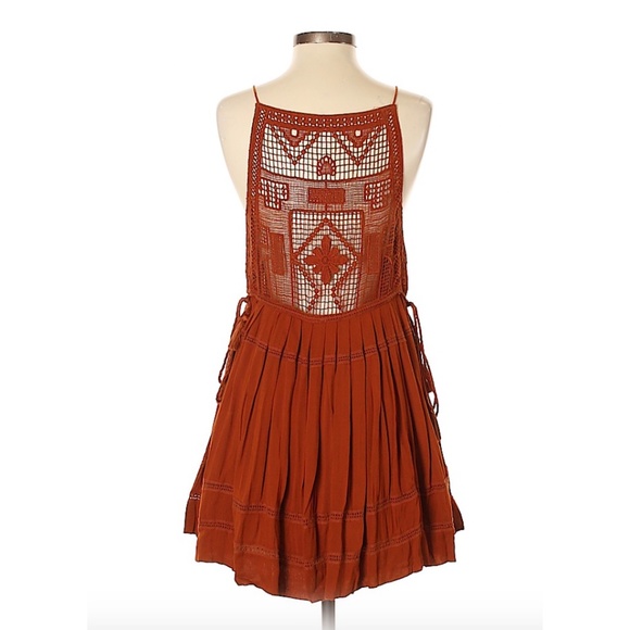 Free People Orange/Red Dress with woven cut out details - Picture 2 of 2